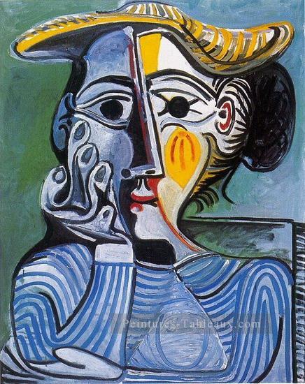 Femme au chapeau jaune Jacqueline 1961 cubiste Pablo Picasso Peintures à l'huile